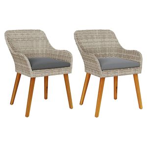 vidaXL Gartenstuhl 2 pcs Hellgrau 62,5 x 55 x 82 cm Poly-Rattan