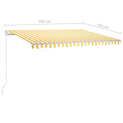 vidaXL Markise Automatisch Einziehbar mit Pfosten 4,5x3,5m Gelb Weiß