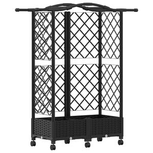 vidaXL Hochbeet mit Rankgitter und Dach Schwarz 124 x 40 x 129 cm PP