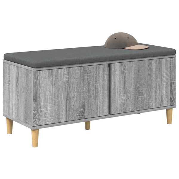 vidaXL Flurbank mit Kissen mit Speicher Graues Sonoma 60 x 38 x 46 cm