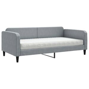 vidaXL Tagesbett mit Matratze Hellgrau 100x200 cm Stoff