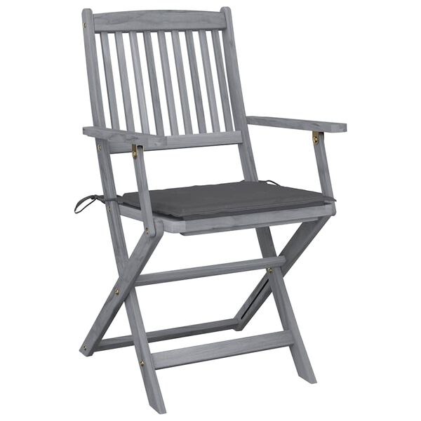 vidaXL Klappbare Gartenst&uuml;hle 2 Stk. mit Sitzkissen Massivholz Akazie