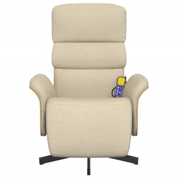vidaXL Massagesessel mit Fu&szlig;teil Creme Stoff