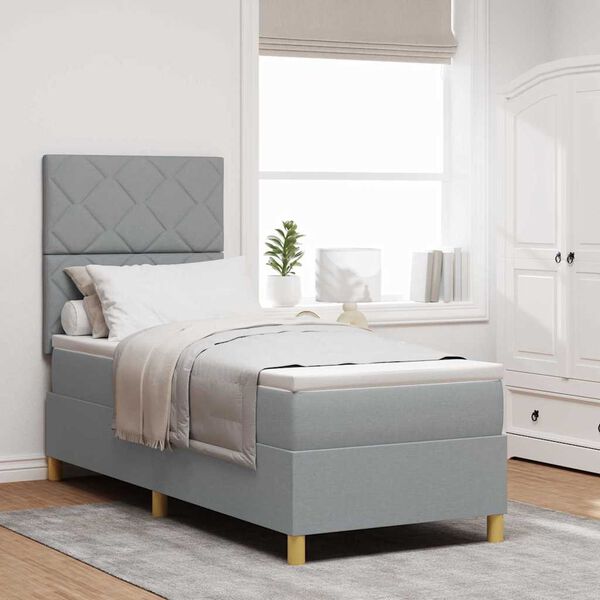 vidaXL Boxspringbett mit Matratze Hellgrau 80 x 200 cm Stoff