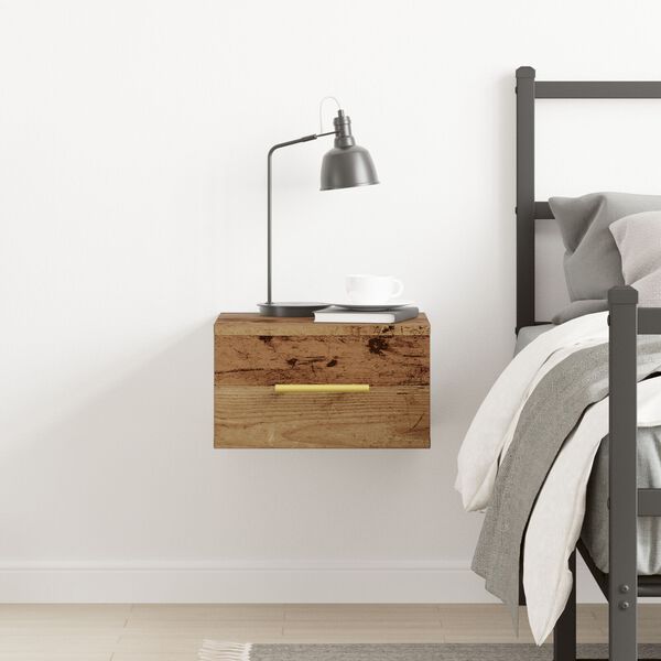 vidaXL Nachttisch Wandmontiert Altholz 35 x 35 x 20 cm Holzwerkstoff