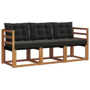 vidaXL Outdoor-Sofagarnitur 3 stk. Nat&uuml;rlich und Schwarz