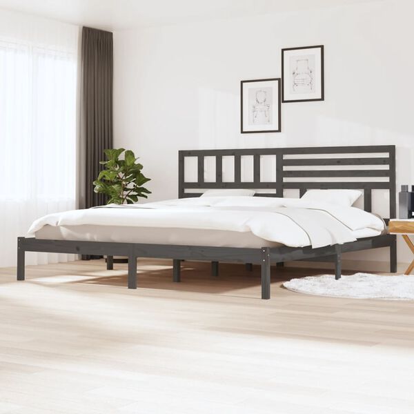 vidaXL Massivholzbett Grau Kiefer 200x200 cm