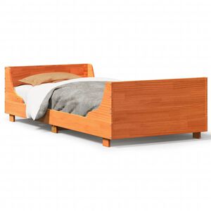vidaXL Massivholzbett ohne Matratze Wachsbraun 75x190 cm Kiefernholz
