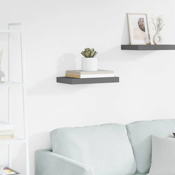 vidaXL Schwebendes Wandregal Hochglanz-Grau 40x23x3,8 cm MDF