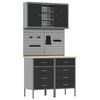 vidaXL Arbeitsschrankset mit Schubladen mit Regal 5 stk. Schwarz