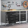 vidaXL Werkbank mit Schubladen 3 pcs Schwarz und Grau 75 x 45 x 85 cm