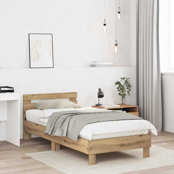 vidaXL Bettrahmen Artisan-Eiche 203 x 95 x 70 cm Holzwerkstoff