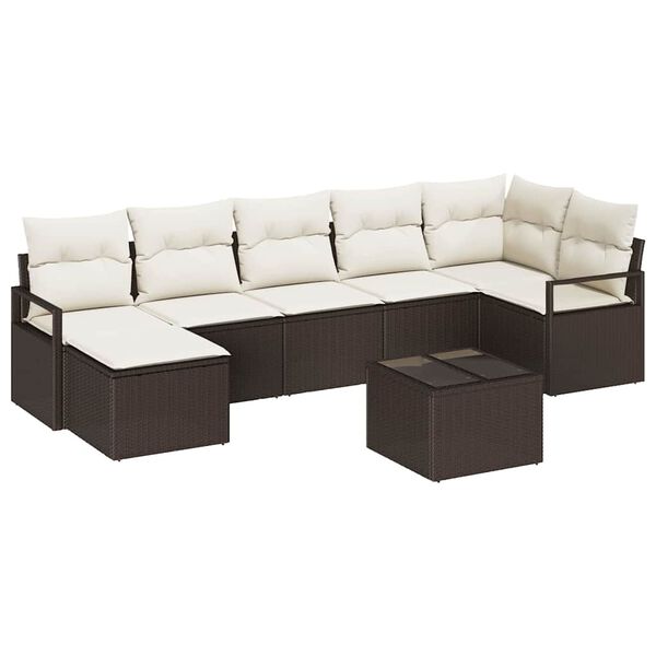 vidaXL Sofa Set 8 pcs Braun Poly-Rattan