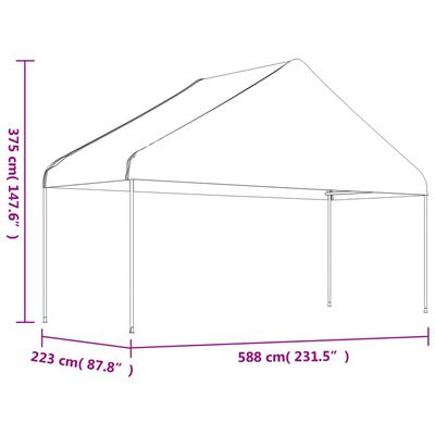 vidaXL Pavillon mit Dach Weiß 6,69x5,88x3,75 m Polyethylen