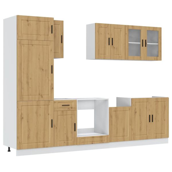 vidaXL 8-tlg. K&uuml;chenschrank-Set Kalmar Artisan-Eiche Holzwerkstoff
