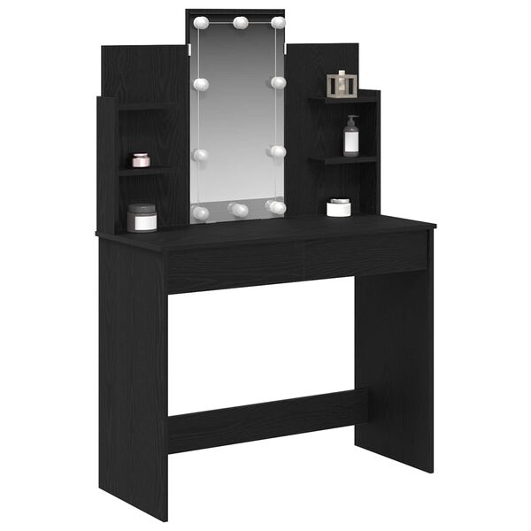 vidaXL Schminktisch mit Regal Schwarz Eichen-Optik 96 x 39 x 142 cm