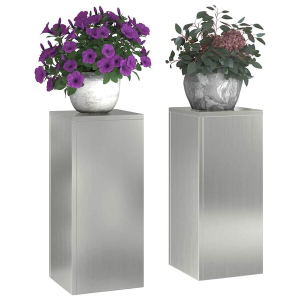 vidaXL Pflanzenständer 2 pcs Silber 24 x 24 x 55 cm Verzinkter Stahl