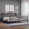 vidaXL Massivholzbett mit Kopfteil Grau 200x200 cm