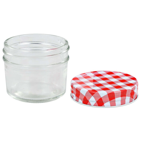 vidaXL Marmeladengl&auml;ser mit Wei&szlig;en/Roten Deckeln 24 Stk. 110 ml