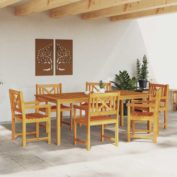 vidaXL Garten Essgruppe 7 pcs Braun Massivholz Akazie