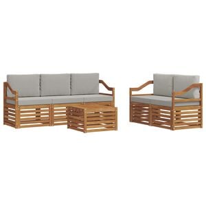vidaXL Outdoor-Sofagarnitur 6 stk. Nat&uuml;rlich und Hellgrau