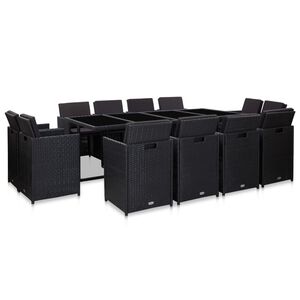 vidaXL 5-tlg. Garten-Essgruppe mit Kissen Poly Rattan Braun