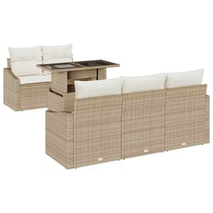 vidaXL Gartensofa-set 6 stk. Beige und Creme Poly-Rattan