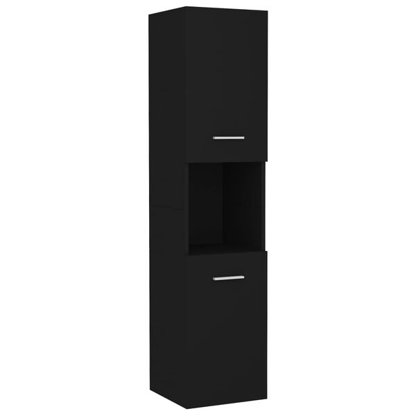 vidaXL Badm&ouml;bel-Set Schwarz Holzwerkstoff