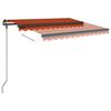 vidaXL Markise Manuell Einziehbar mit Pfosten 3x2,5 m Orange Braun