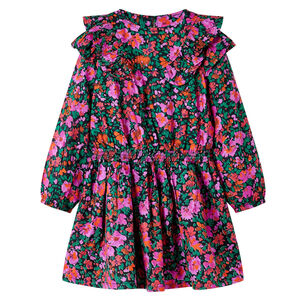 Kinderkleid mit Langen &Auml;rmeln Knallrosa 92