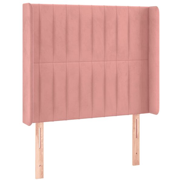 vidaXL LED Kopfteil Rosa 103x16x118/128 cm Samt