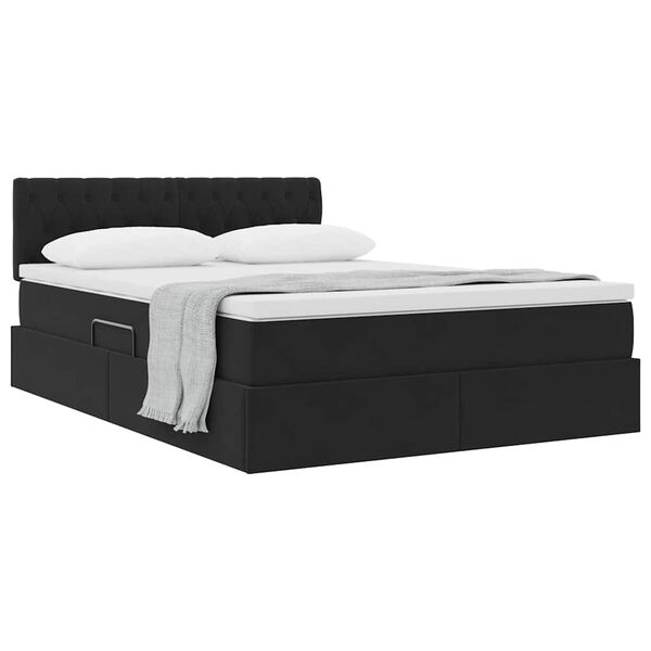 vidaXL Aufbewahrungsbett mit Matratze Schwarz 140 x 200 cm Samt
