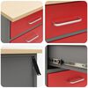 vidaXL Werkbank mit Schubladen 3 pcs Rot und Grau 75 x 45 x 85 cm