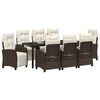 vidaXL Garten Essgruppe mit Kissen 9 pcs Braun Poly-Rattan