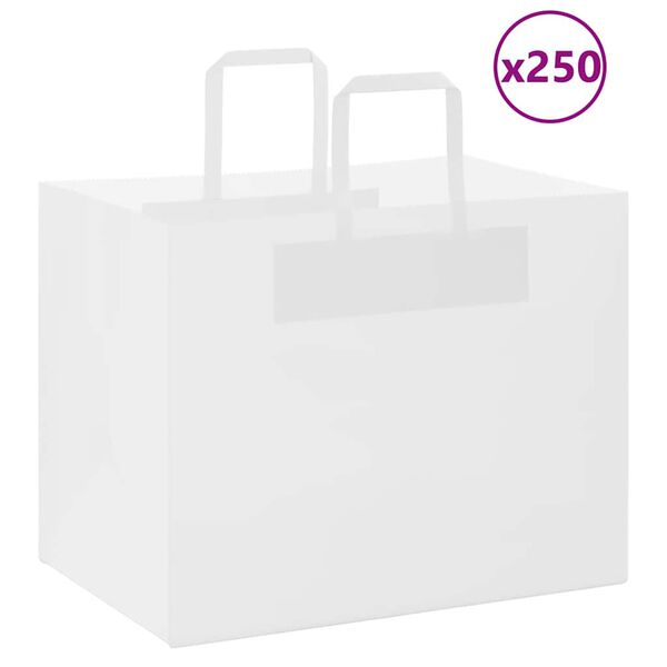 vidaXL Papiertragetaschen 250 Stk. mit Henkeln Wei&szlig; 32x22x24 cm