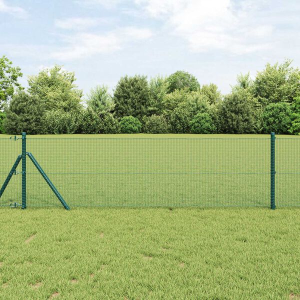 vidaXL Zaunpfosten Gr&uuml;n 10 x 0,4 m (12 x 12 mm Maschen) Stahl und PVC