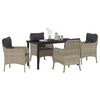 vidaXL Garten Essgruppe mit Kissen 5 pcs Hellgrau Poly-Rattan