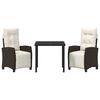 vidaXL Garten Essgruppe mit Kissen 3 pcs Braun Poly-Rattan
