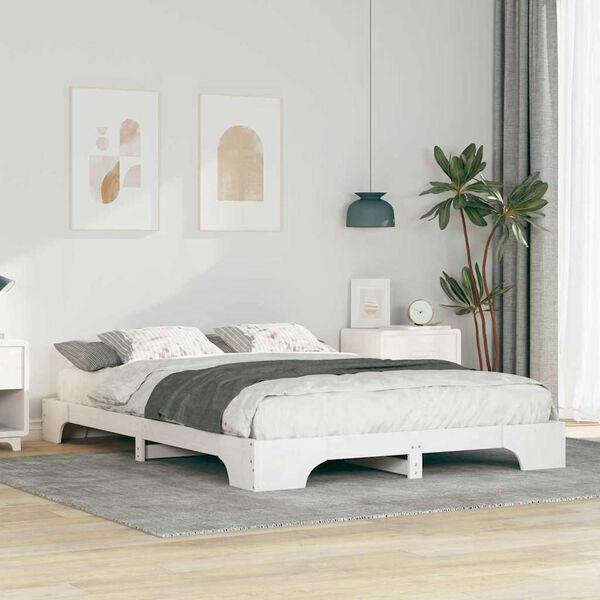 vidaXL Bettrahmen Wei&szlig; 140 x 220 cm Massives Kiefernholz