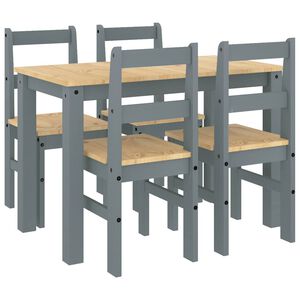 vidaXL 5-tlg. Essgruppe PANAMA Grau Massivholz Kiefer