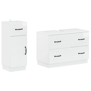 vidaXL 2-teiliges Badezimmer Schrank Set HOORN Hochglanz Wei&szlig;