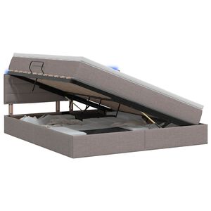 vidaXL LED-Speicherbett mit Matratze Taupe 160 x 200 cm Stoff