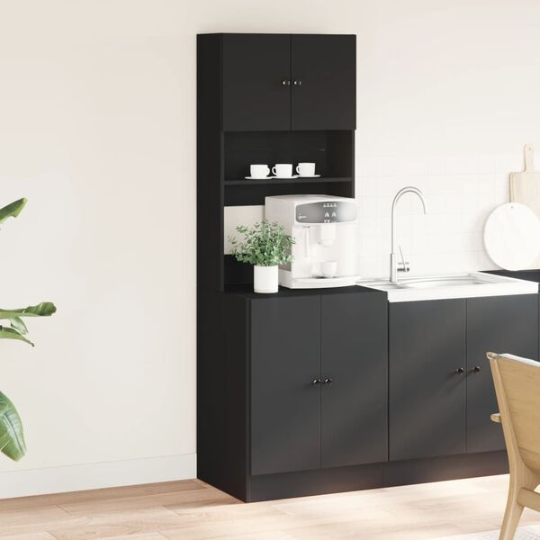 vidaXL K&uuml;chenschrank Schwarz 60x50x180 cm Holzwerkstoff