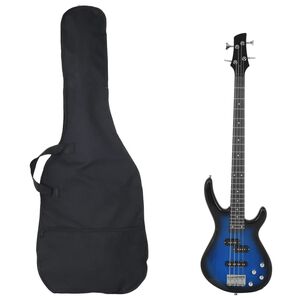 vidaXL E-Bass f&uuml;r Anf&auml;nger mit Tasche Blau und Schwarz 4/4 46"