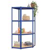 vidaXL Regale mit 4 B&ouml;den 3 Stk. Blau Stahl & Holzwerkstoff