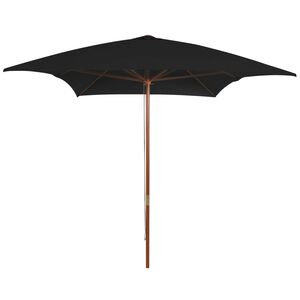 vidaXL Sonnenschirm mit Holz-Mast 200x300 cm Schwarz