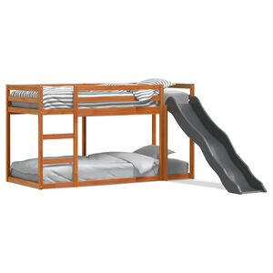 vidaXL Etagenbett mit Rutsche & Leiter Wachsbraun 75x190cm Kiefernholz