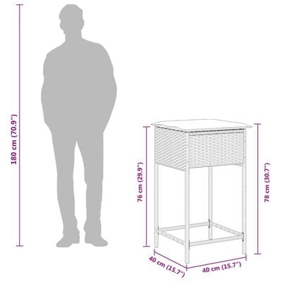 vidaXL 5-tlg. Gartenbar-Set mit Kissen Braun Poly Rattan