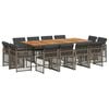 vidaXL 13-tlg. Garten-Essgruppe mit Kissen Grau Poly Rattan