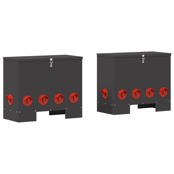 vidaXL H&uuml;hnerf&uuml;tterer 2 pcs Schwarz 60,5 x 29 x 51 cm